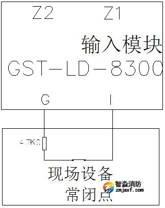 GST-LD-8300模塊與具有常閉無源觸點的現(xiàn)場設(shè)備連接方法