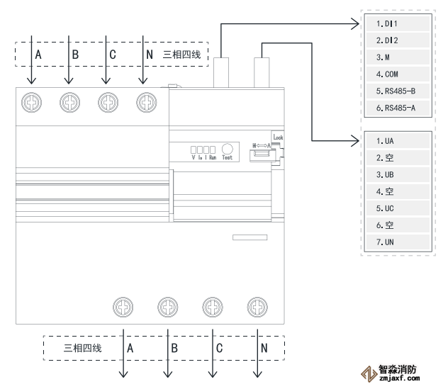 TY-610-4P智慧空開產(chǎn)品接線示意圖